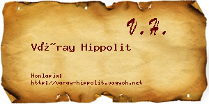 Váray Hippolit névjegykártya